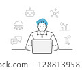 A businessman using AI in his work 128813958