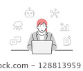 A businesswoman who uses AI in her work 128813959