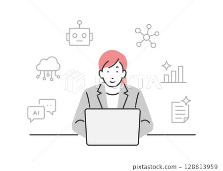 A businesswoman who uses AI in her work 128813959