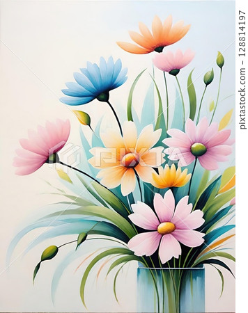 Spring and Summer Floral . Dreamy pastel blossoms in an ethereal field, evoking nature's gentle beauty and tranquility. Ideal for design. Spring and Summer Floral . Dreamy pastel blossoms in an ethereal field, evoking nature's gentle beauty and tranquility. Ideal for design. 128814197