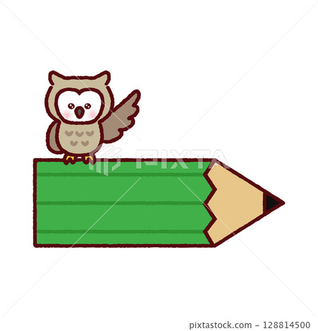 Owl and pencil 128814500