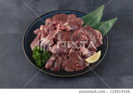 雞肝肉生肉食品盤 雞肝肉生肉食品盤 128814588