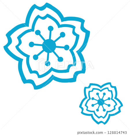 Light blue simple cherry blossom icon Light blue simple cherry blossom icon 128814743
