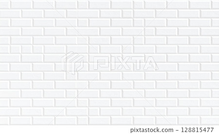 Clean white subway tile wall texture background 128815477