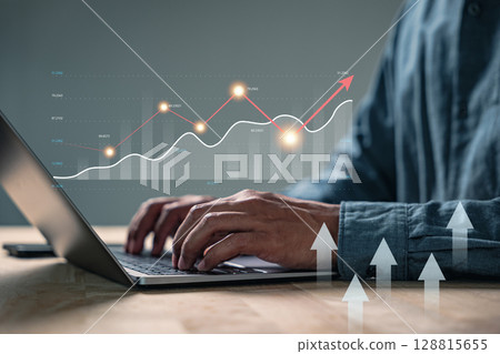 Data market growth strategy research plan for a business man using laptop, typing investment data, showing analytics dashboard charts and insights reports for the business financial technology Data market growth strategy research plan for a business man using laptop, typing investment data, showing analytics dashboard charts and insights reports for the business financial technology 128815655