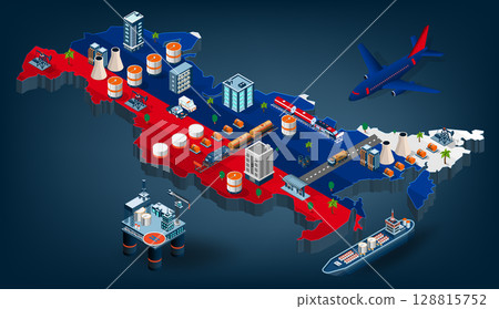 Russia oil and gas industry concept with Energy and Power on flag background. Russia oil and gas industry concept with Energy and Power on flag background. 128815752