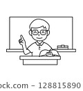 學校生活_老師教學_Polo衫_線條畫 128815890