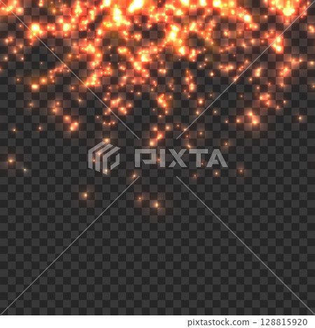 Falling Golden Glitter Particles Overlay. Bright Sparkling Light Effect. Vector Falling Golden Glitter Particles Overlay. Bright Sparkling Light Effect. Vector 128815920