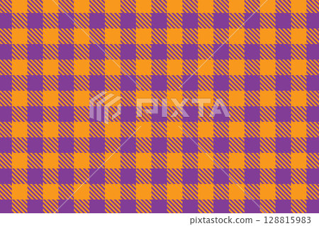 Orange and purple buffalo check pattern Halloween style 128815983