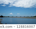 Blue sky and river 128816007