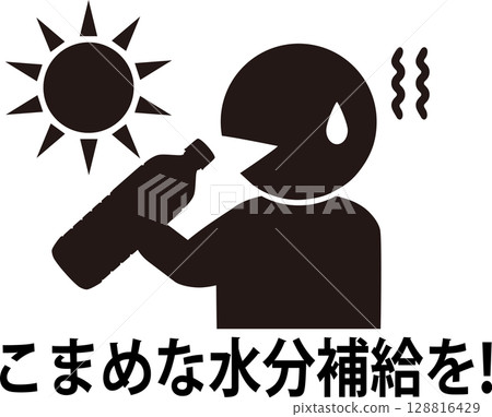 Heat stroke prevention pictogram 128816429