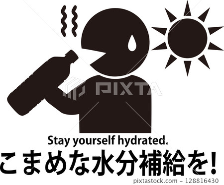 Heat stroke prevention pictograms with English translation Heat stroke prevention pictograms with English translation 128816430