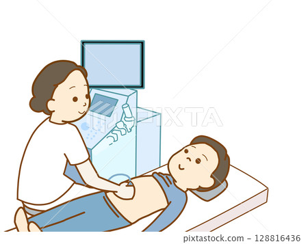 Man undergoing X-ray, anxiety about illness Man undergoing X-ray, anxiety about illness 128816436