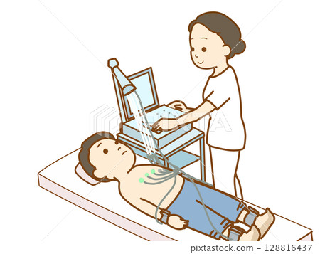 男子接受 X 光檢查，擔心病情 128816437