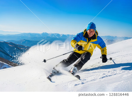 Active senior skiing 128816446