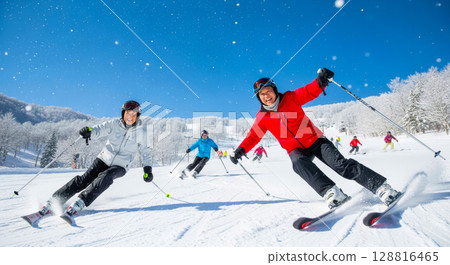 Active senior skiing 128816465