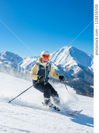Active senior skiing 128816508