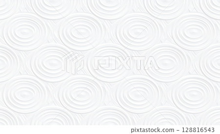 Dry landscape style: Beautiful white wall texture background with three-dimensional circular ripple patterns 128816543