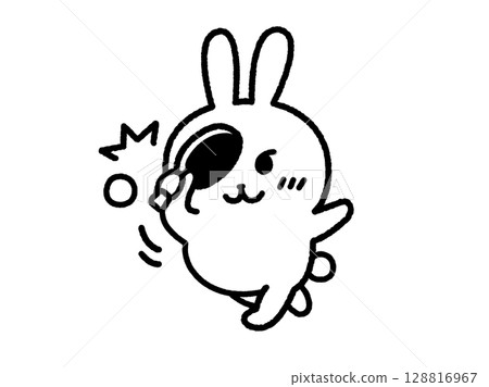 Illustration of a rabbit (line drawing) hitting a table tennis smash 128816967