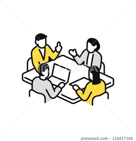 Simple vector icon illustration material of business people having a meeting 128817189