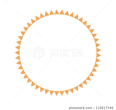 African pattern circle frame. Mexican ethnic motif border. Triangular ornament round frame. Sun stamp. African ethnic culture ornament Vector illustration isolated on white background 128817349
