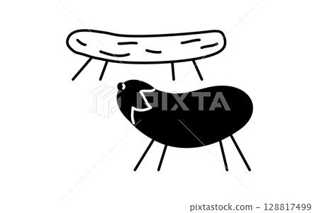 A simple line drawing of a spirit horse for Obon, summer illustration, black and white 128817499