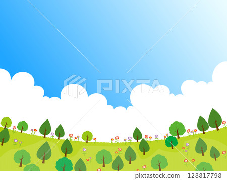新鮮的樹木和藍天背景 128817798