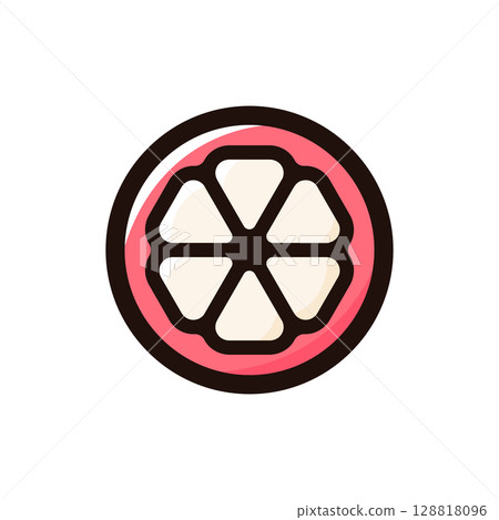 Mangosteen illustration icon (fruit, fruit, food material) 128818096