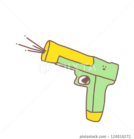 一個微笑的孩子拿著水槍的插圖 一個微笑的孩子拿著水槍的插圖 128818272