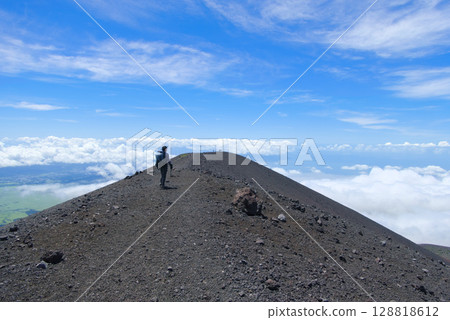 Halfway up Mount Fuji, the summit of Mount Hoei 128818612