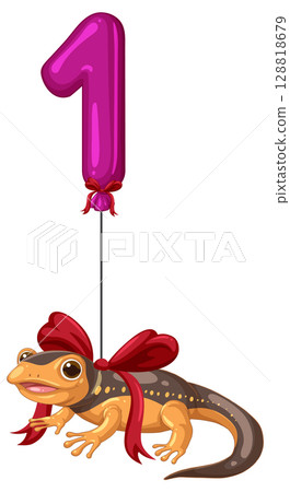 Playful Salamander with Balloon Number One 128818679