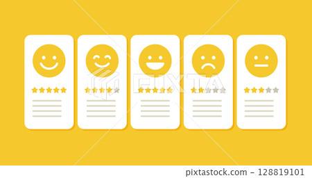 Star rating facial expression icon comparison display vector material | Background Eye-catching 128819101
