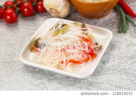 Asian glass rice noodle with vegetables Asian glass rice noodle with vegetables 128819231