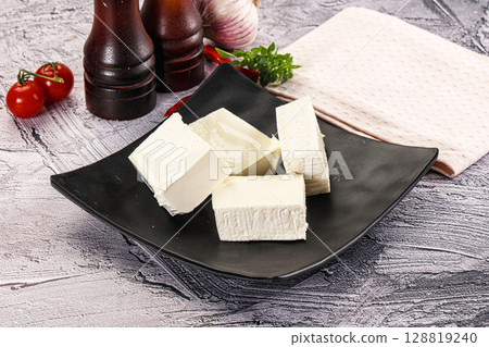 Greek traditional cuisine - Feta cheese 128819240