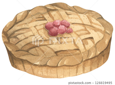 Autumn Pie Set. Cozy Autumn Dessert Watercolor for Feast, Family, and Harvest. Festive Holiday Dish for Thanksgiving, Halloween, or Holiday Menu. Autumn Pie Set. Cozy Autumn Dessert Watercolor for Feast, Family, and Harvest. Festive Holiday Dish for Thanksgiving, Halloween, or Holiday Menu. 128819495