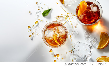 藍色草本茶和紅茶 128819513