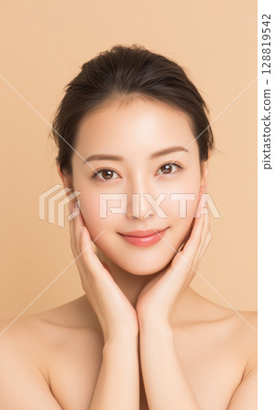 "Generative AI" creates a beauty image of Asian women with translucent skin 128819542