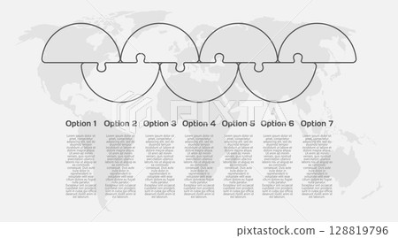 Seven steps line infographic, puzzle diagram 128819796