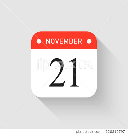 Vector icon page day calendar - 21 November month Vector icon page day calendar - 21 November month 128819797