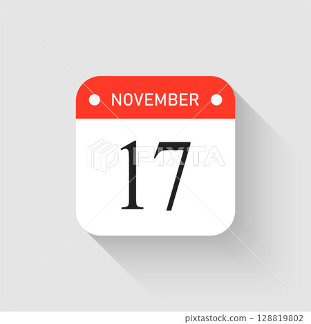 Vector icon page day calendar - 17 November month Vector icon page day calendar - 17 November month 128819802