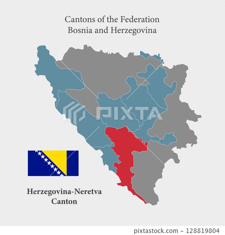 Map Bosnia Herzegovina, Herzegovina-Neretva Canton Map Bosnia Herzegovina, Herzegovina-Neretva Canton 128819804