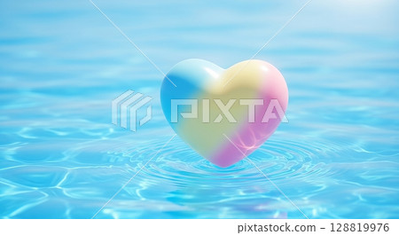 Heart object floating on the water surface 128819976