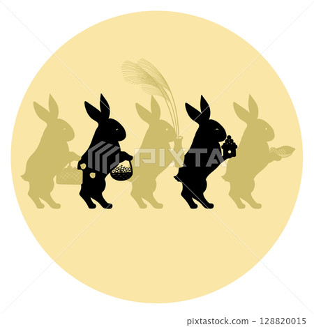 Moon viewing_Rabbit preparing offerings Moon viewing_Rabbit preparing offerings 128820015