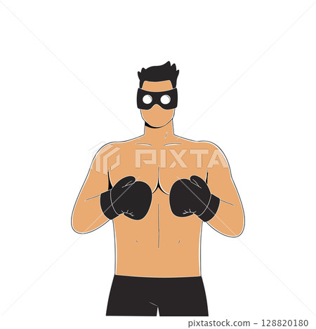 Cartoon Boxer with Mask and Gloves Cartoon Boxer with Mask and Gloves 128820180