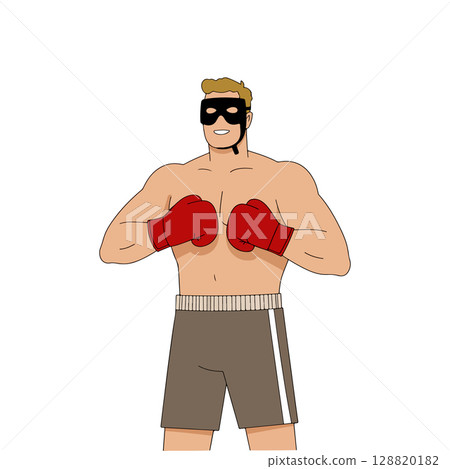 Cartoon Boxer with Mask and Gloves Cartoon Boxer with Mask and Gloves 128820182