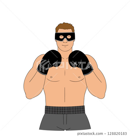 Cartoon Boxer with Mask and Gloves Cartoon Boxer with Mask and Gloves 128820183