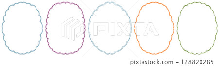 Oval Hand Drawn Frame Set With Decorative Borders Oval Hand Drawn Frame Set With Decorative Borders 128820285
