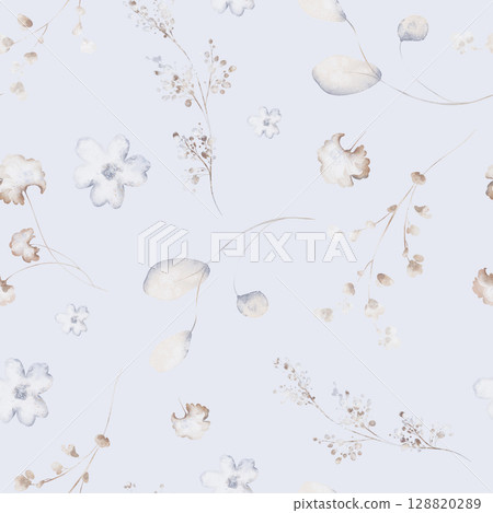 Minimalist Seamless Floral Pattern With Muted Tones Minimalist Seamless Floral Pattern With Muted Tones 128820289
