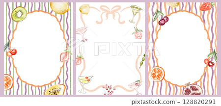 Fruit Greeting Card Templates With Oval Frame 128820291