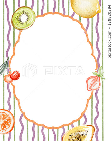 Fruit Template Card With Watercolor Frame Fruit Template Card With Watercolor Frame 128820294